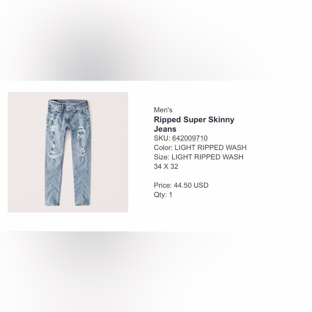 Abercrombie & Fitch Distressed Light Blue Skinny Jeans